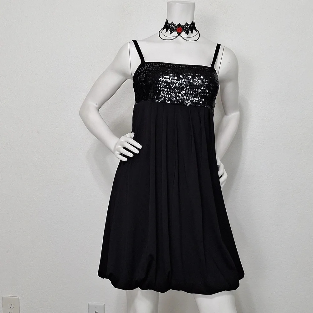 INC International Concepts Black Witchigoth Sequin Fairygoth Mini Dress Size S